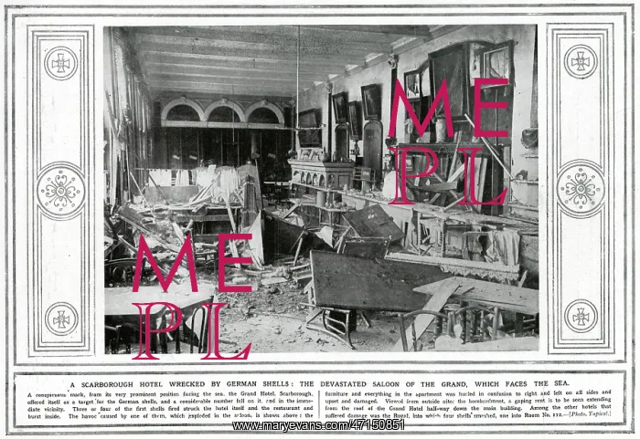 : Damage inside a building, Scarborough, WW1 : Damage inside a building, Scarborough, WW1
