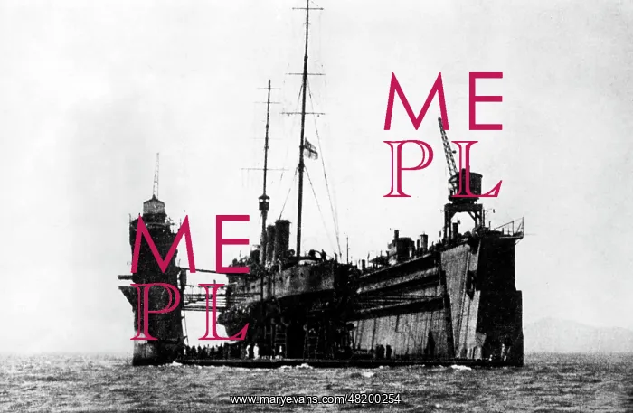 : Damaged cruiser HMS Glasgow in Rio dock, 1914 : Damaged cruiser HMS Glasgow in Rio dock, 1914