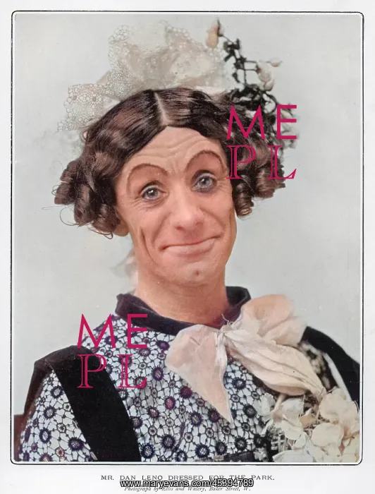 : Dan Leno (1860 - 1904), Music hall artist dressed as a woman : Dan Leno (1860 - 1904), Music hall artist dressed as a woman