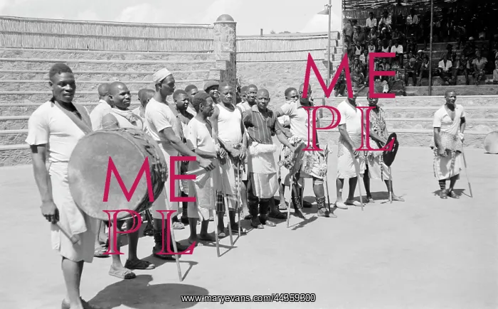  : Dance group at mine arena probably shangaan, Probably