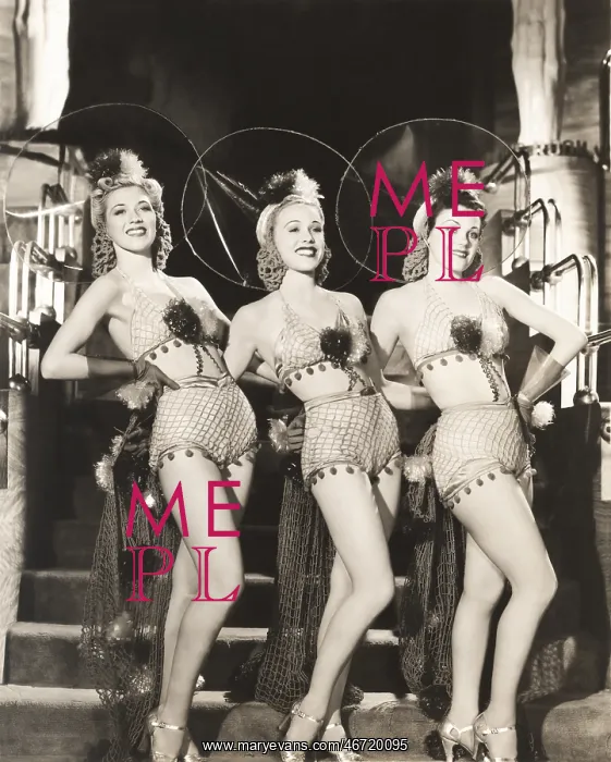 : Three dancers in fishnet costumes : Three dancers in fishnet costumes