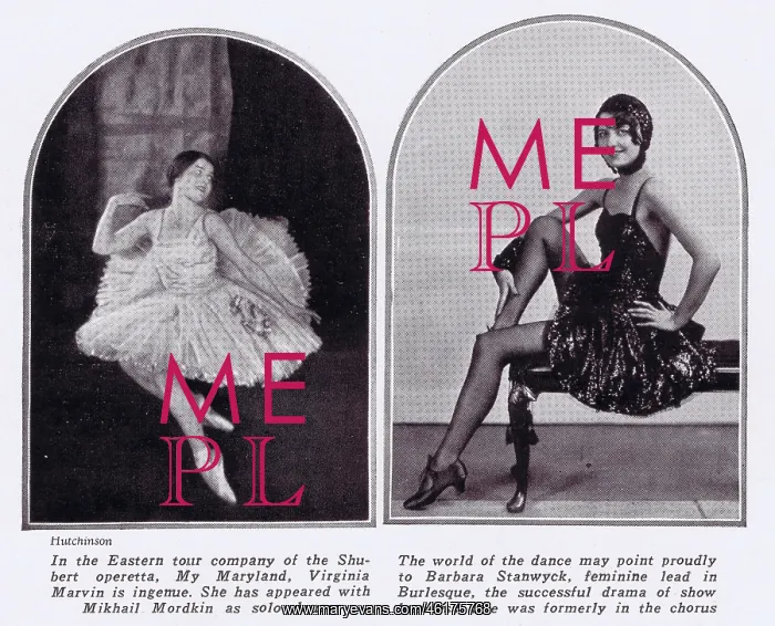 : Two dancers: Virginia Marvin - left - and Barbara : Two dancers: Virginia Marvin - left - and Barbara