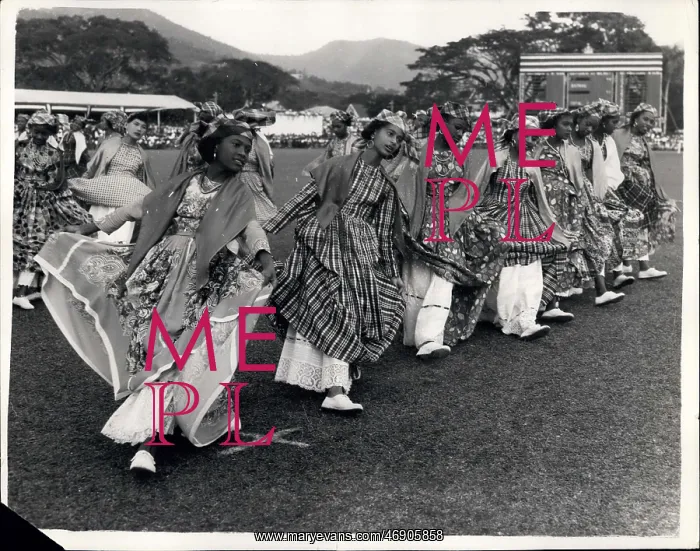 : Dancing display for Princess Margaret, Trinidad : Dancing display for Princess Margaret, Trinidad