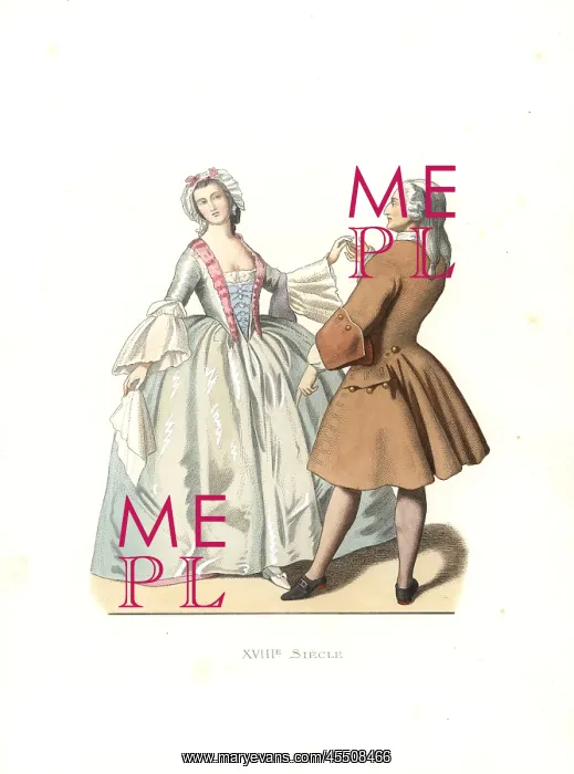 : Dancing master and young Venetian woman, 18th century, Italy : Dancing master and young Venetian woman, 18th century, Italy