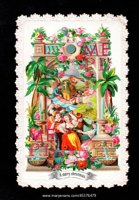 : Dancing people on a Christmas card : Dancing people on a Christmas card