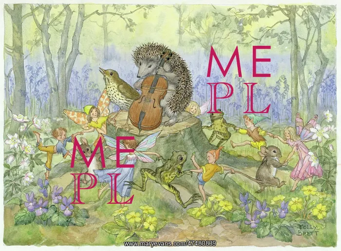 : Dancing Time - hedgehog cellist on tree stump with frogs : Dancing Time - hedgehog cellist on tree stump with frogs