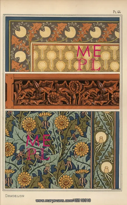 : Dandelion in art nouveau patterns : Dandelion in art nouveau patterns