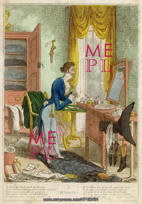 : A dandy at his dressing table, 1818 : A dandy at his dressing table, 1818