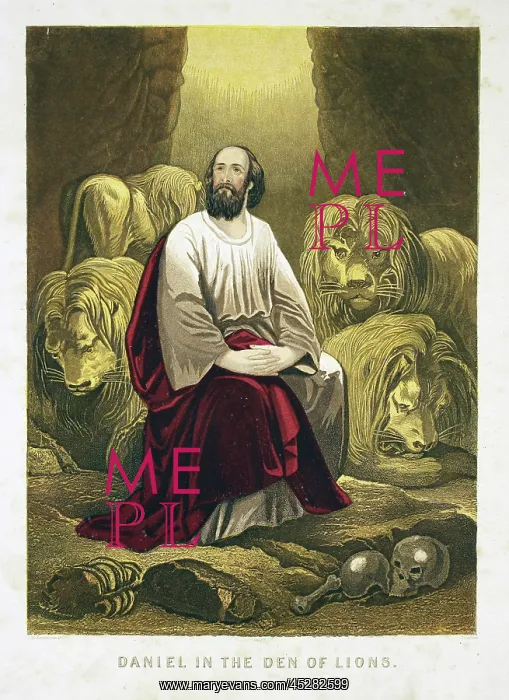 : Daniel in the lions den Very docile lions Colour : Daniel in the lions den Very docile lions Colour