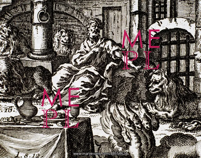  : Daniel in the lion's den. Engraving