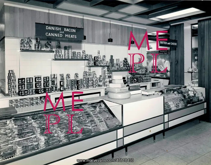: Danish Bacon and Canned Meats display : Danish Bacon and Canned Meats display