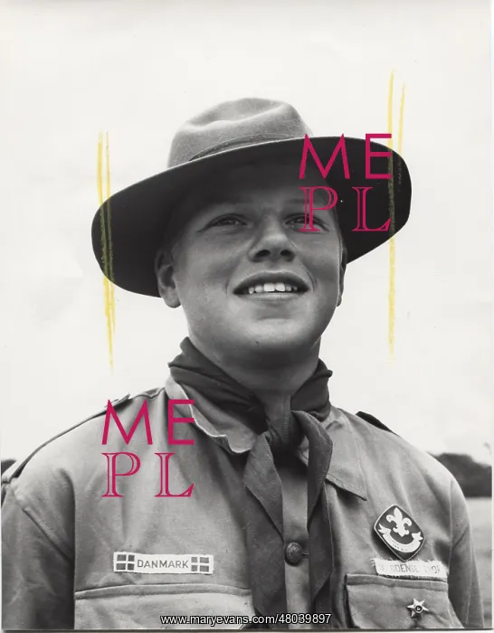 : Danish boy scout in camp, World Jamboree : Danish boy scout in camp, World Jamboree