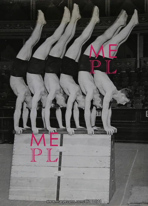 : Six Danish gymnasts are doing a handstand : Six Danish gymnasts are doing a handstand