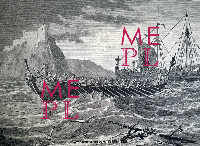 : Danish ships about to make landfall on the English : Danish ships about to make landfall on the English