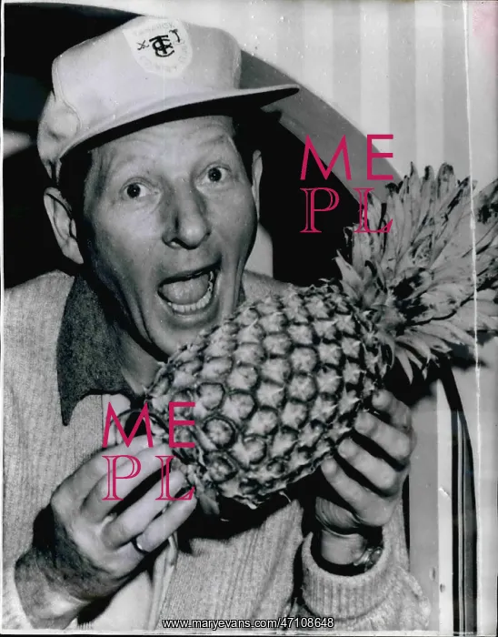 : Danny Kaye, American actor, with pineapple : Danny Kaye, American actor, with pineapple