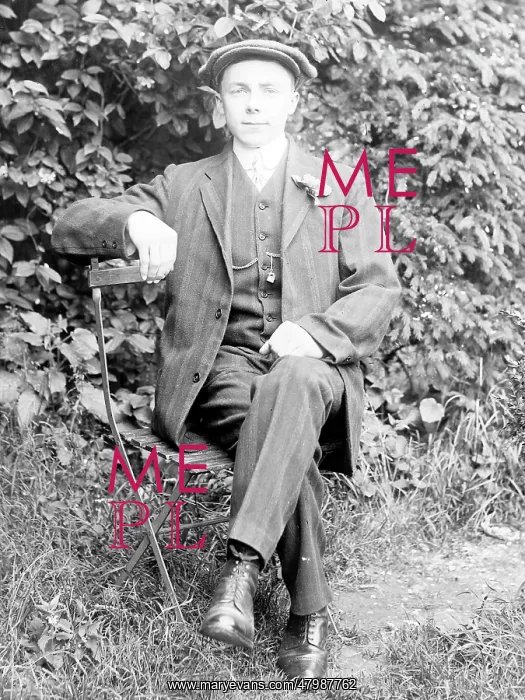 : Dapper young man in a garden, Mid Wales : Dapper young man in a garden, Mid Wales