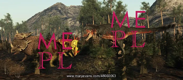 : A Daspletosaurus approaches a small group of Rubeosaurus : A Daspletosaurus approaches a small group of Rubeosaurus