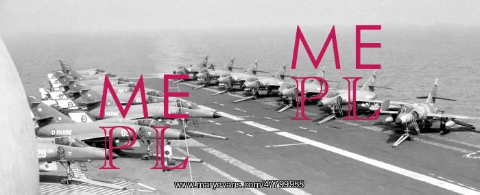 : Dassault-Breguet Super etendards ranged on deck after flying : Dassault-Breguet Super etendards ranged on deck after flying