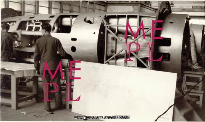 : Dassault MD450 Ouragan fuselage during construction : Dassault MD450 Ouragan fuselage during construction