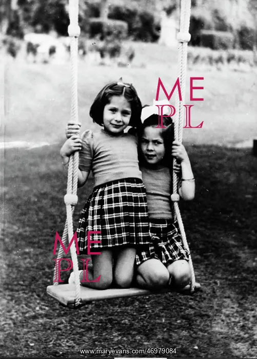 : Daughters of King Farouk of Egypt on a swing : Daughters of King Farouk of Egypt on a swing