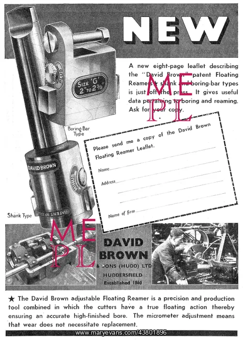 : David Brown Patent Floating Reamers : David Brown Patent Floating Reamers
