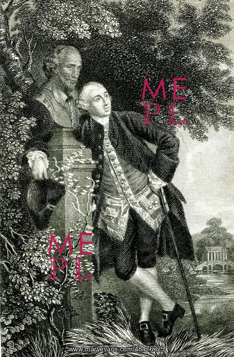  : David Garrick, actor, with a bust of Shakespeare