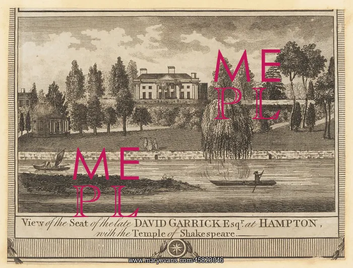 : David Garrick's Villa, Hampton Court Road, 18th century : David Garrick's Villa, Hampton Court Road, 18th century