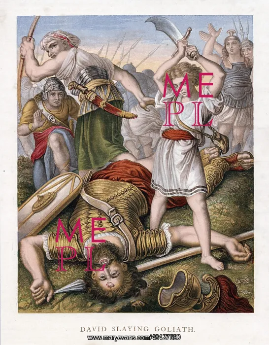 : David, having killed the Philistine giant, Goliath : David, having killed the Philistine giant, Goliath