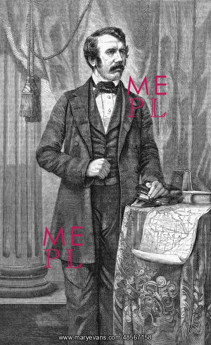 : David Livingstone with map : David Livingstone with map