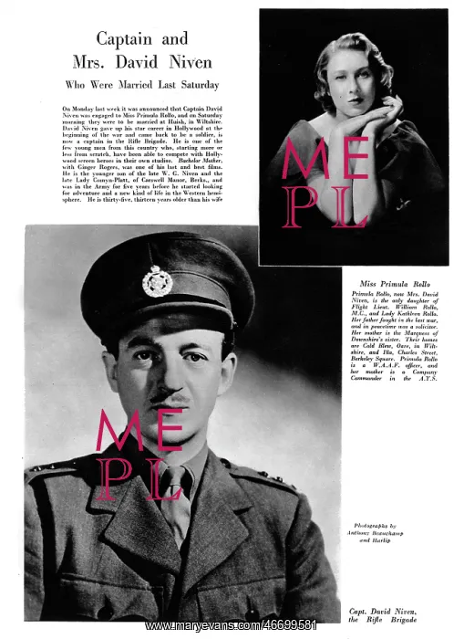 : David Niven and Primula Rollo Married : David Niven and Primula Rollo Married