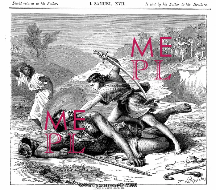 : David slaying the Philistine giant Goliath.'Bible : David slaying the Philistine giant Goliath.'Bible