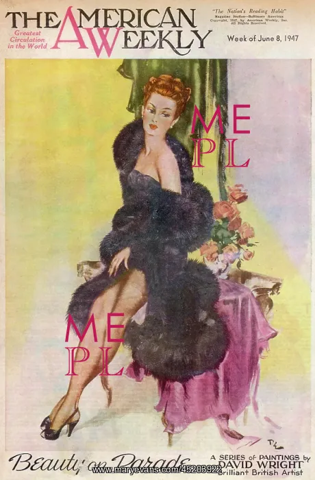 : David Wright woman in black fur coat : David Wright woman in black fur coat