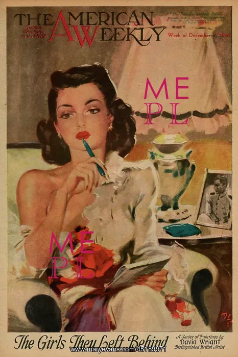 : David Wright woman with pen and note paper : David Wright woman with pen and note paper