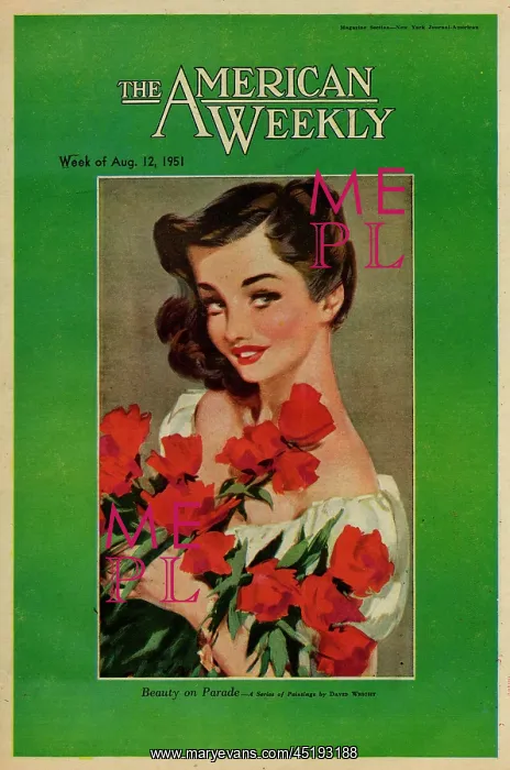 : David Wright woman with red flowers : David Wright woman with red flowers