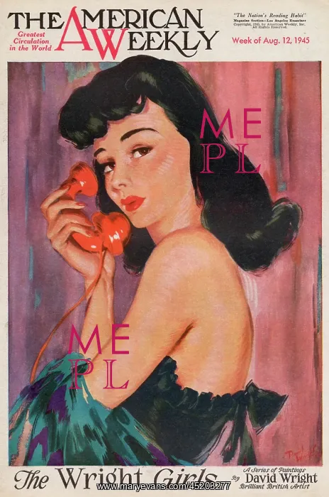 : David Wright woman with red telephone : David Wright woman with red telephone