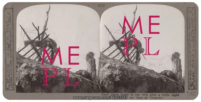 : Dead soldier caught in wire after night raid, WW1 : Dead soldier caught in wire after night raid, WW1