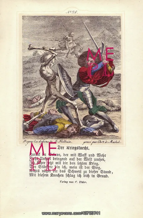 : Death attacks a Soldier with a thigh-bone : Death attacks a Soldier with a thigh-bone
