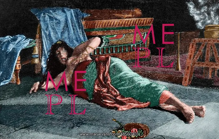 : Death of Cleopatra (69-30 BC). Engraving. Colored : Death of Cleopatra (69-30 BC). Engraving. Colored