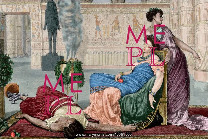 : Death of Cleopatra. Engraving. Colored : Death of Cleopatra. Engraving. Colored