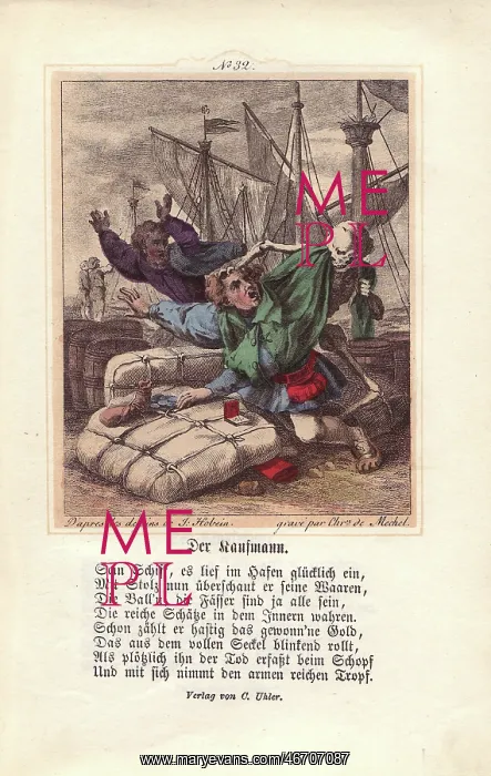 : Death greets the Merchant after he has survived : Death greets the Merchant after he has survived