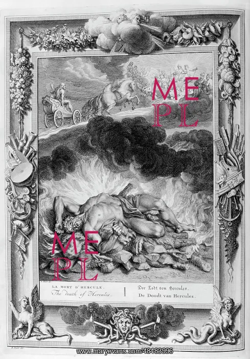 : Death of Hercules. Engraving from Tableaux du : Death of Hercules. Engraving from Tableaux du