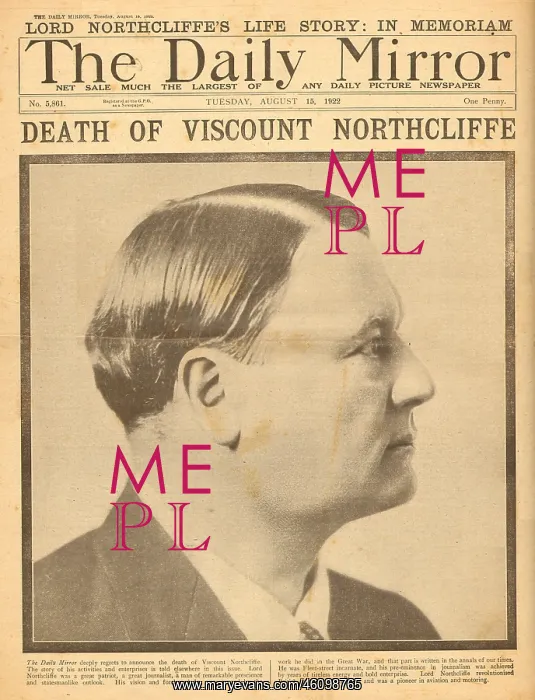 : Death of Lord Northcliffe : Death of Lord Northcliffe