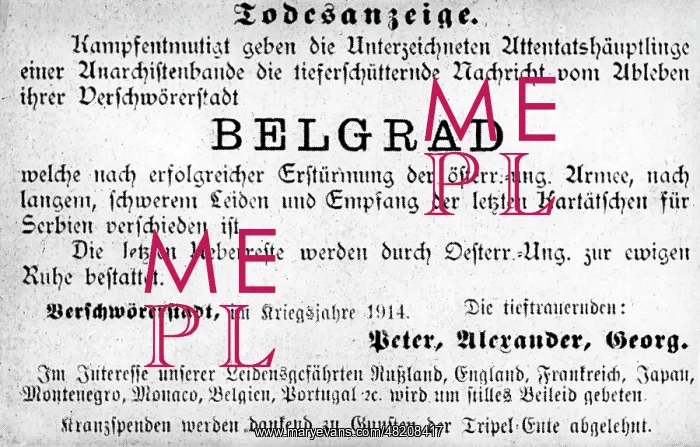  : Death notification of Belgrad, 1914