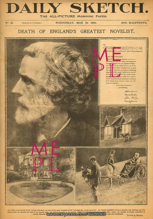 : Death of the novelist George Meredith : Death of the novelist George Meredith
