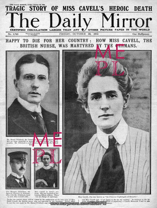 : Death of Nurse Edith Cavell, WW1 : Death of Nurse Edith Cavell, WW1