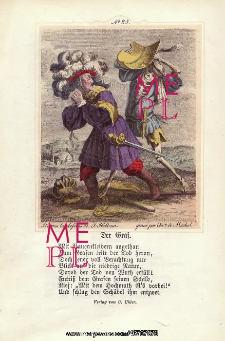 : Death as a peasant kills the Earl by crushing : Death as a peasant kills the Earl by crushing