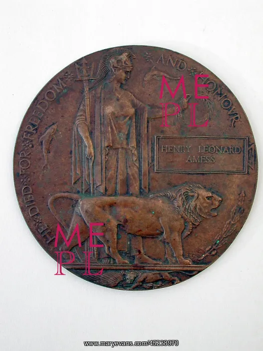 : Death Plaque of Corporal Henry Leonard Amess : Death Plaque of Corporal Henry Leonard Amess