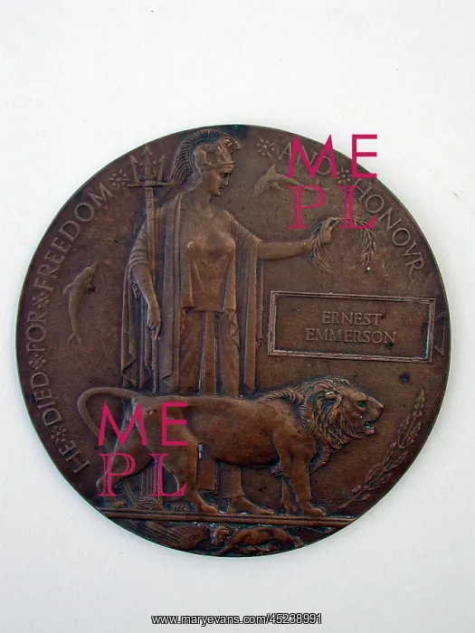 : Death Plaque in the name of Ernest Emmerson : Death Plaque in the name of Ernest Emmerson
