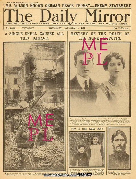 : Death of Rasputin, WW1 : Death of Rasputin, WW1