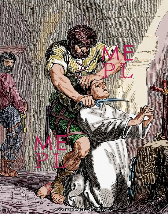 : Death of Saint Hermenegild. Engraving. Colored : Death of Saint Hermenegild. Engraving. Colored